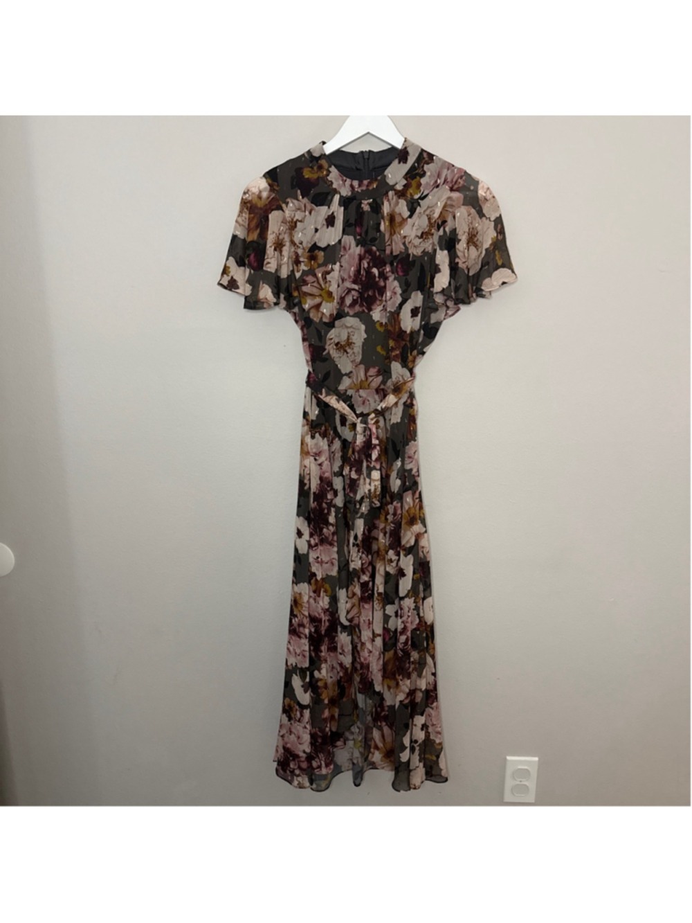Women's Eliza J Gray Pink Floral Maxi Dress, Size 4 [AB0029]